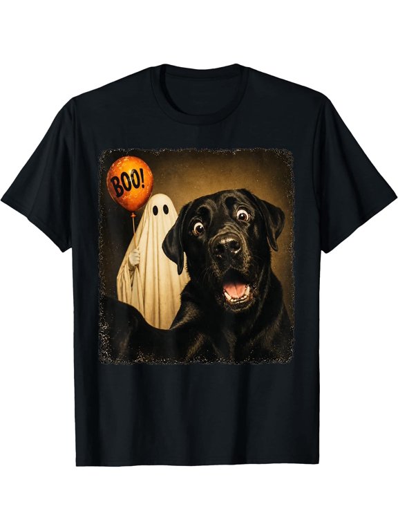 Black Labrador Halloween Ghost Selfie Boo Dog Meme Graphic T-Shirt