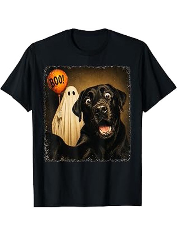 Black Labrador Halloween Ghost Selfie Boo Dog Meme Graphic T-Shirt