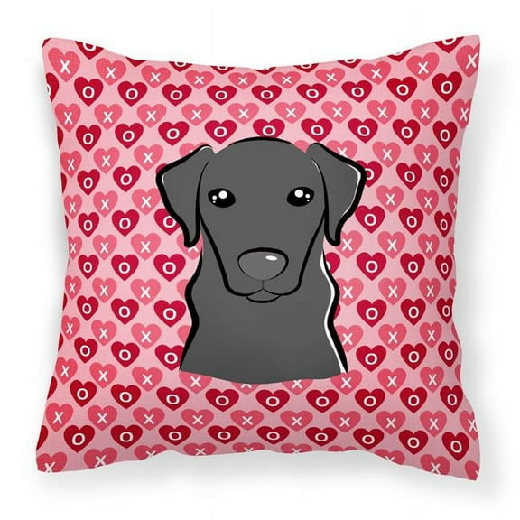 Black Labrador Hearts Fabric Decorative Pillow
