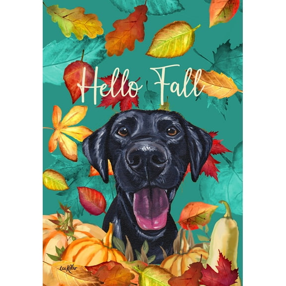 Black Labrador - Hippie Hound Studios Fall House Flag