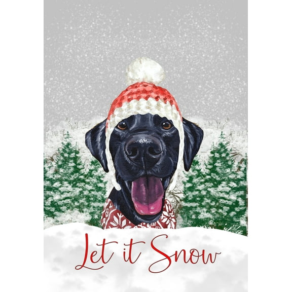 Black Labrador - Hippie Hound Studios Let it Snow Christmas House Flag