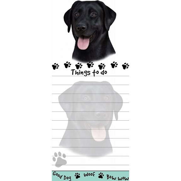 "Black Labrador Magnetic List Pads" Uniquely Shaped Sticky Notepad