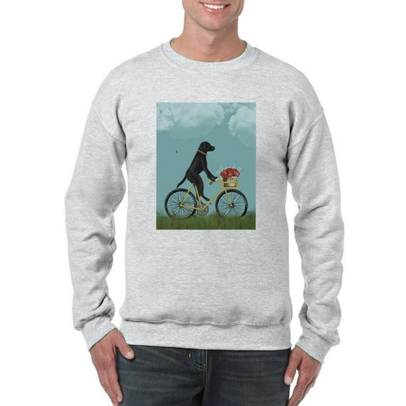 Black Labrador On A Bicycle Sweatshirt Men -Fab Funky Designs, Male XX-Large