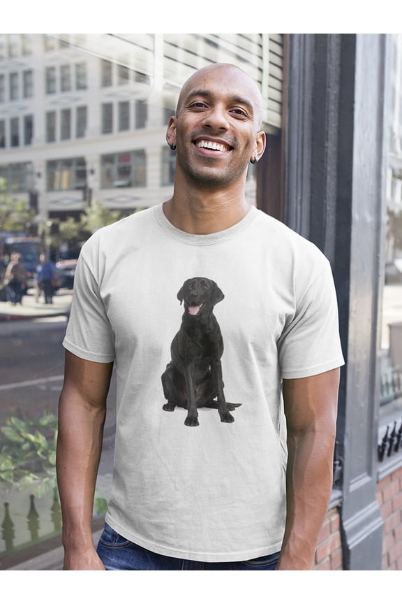 Black Labrador Panting T-Shirt Men -Image by Shutterstock, Male Small