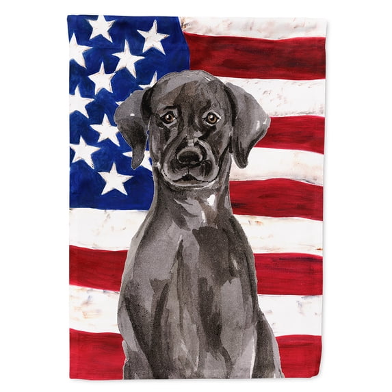 Black Labrador Patriotic House Flag