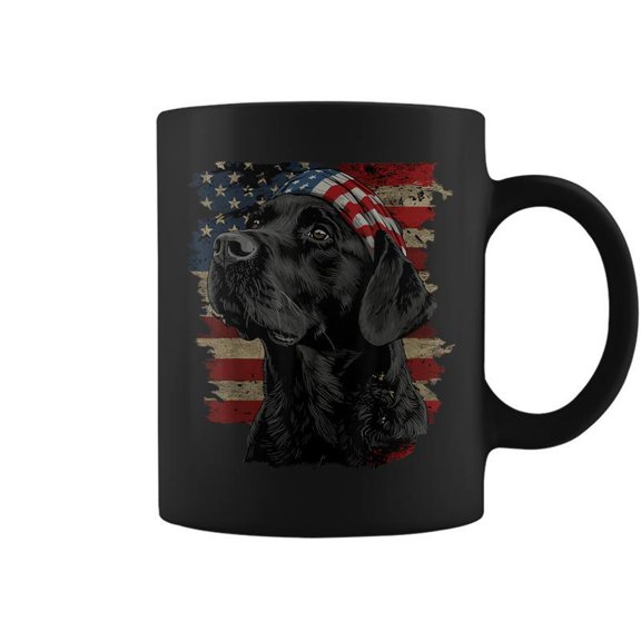 Black Labrador Patriotic Lab 4Th Of July Usa American Flag Coffee Mugs