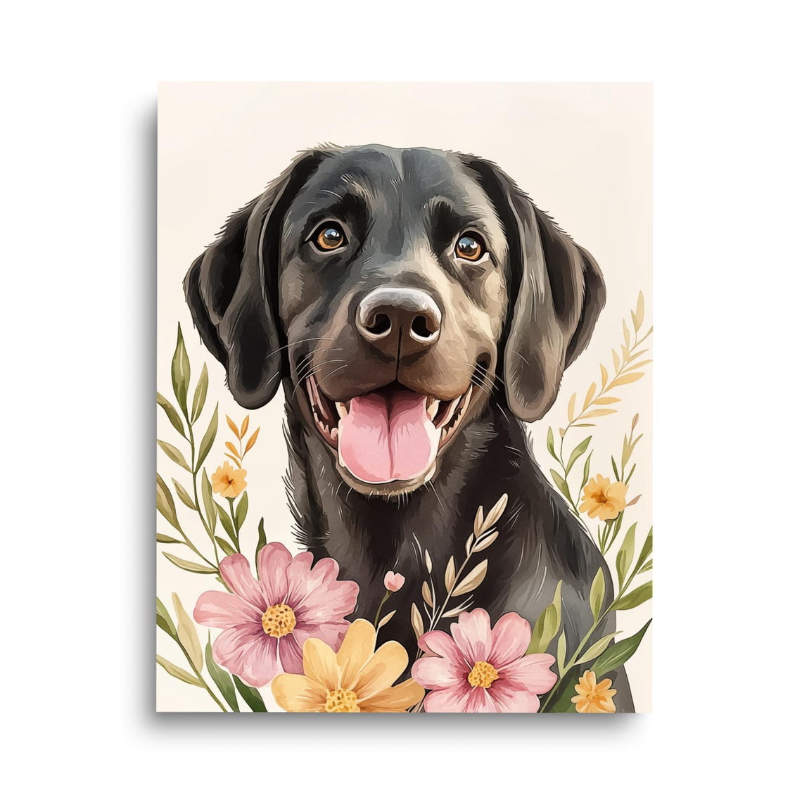 Black Labrador Print, Cute Dog Portrait Wall Art, Pet Nursery Decor ...
