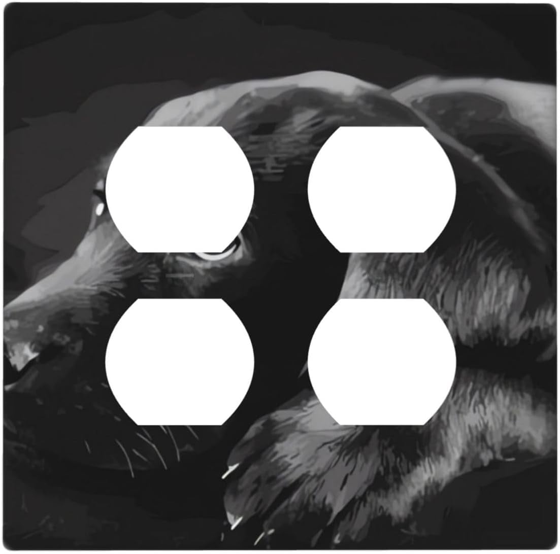 Black Labrador Puppy Wall Plate Cover 2Gang Wall Plate Single Gang