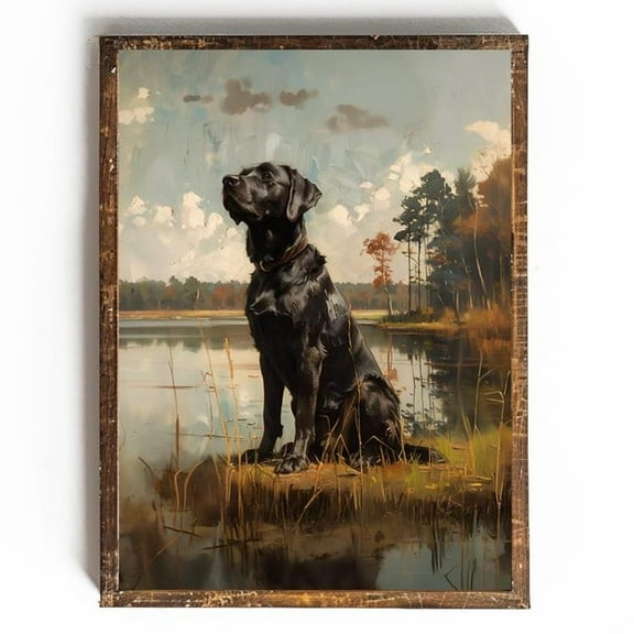 Black Labrador Retriever Black Lab Dog Print Hunting Dog Wall Art For Cabin Decor Gift For Dog Dad Gift For Dog Mom Gift Dog Art #1887, Unframed Poster Size 24x36
