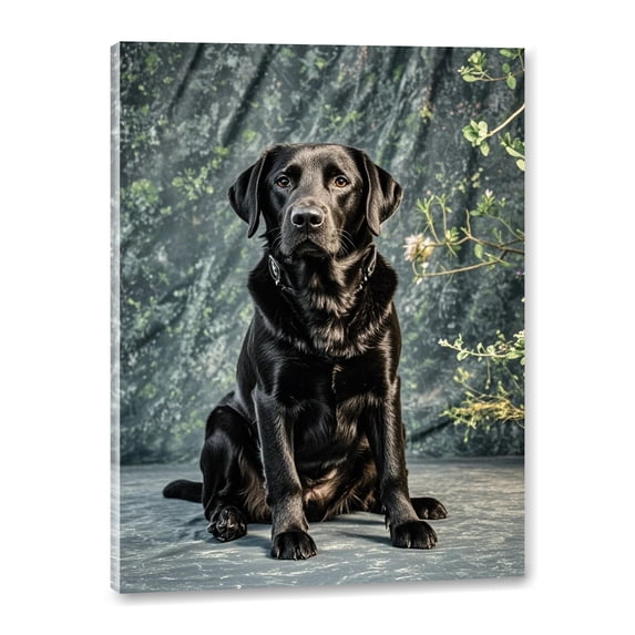 Black Labrador Retriever Canvas Wall Art Framed Canvas Poster Paintings Prints Labrador Wall Art for Living Room Bedroom Bathroom Office Dining Room Restaurant Hotel Home Wall Decor 12x16 Inch