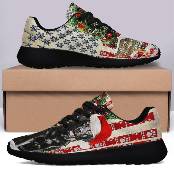 Black Labrador Retriever Dog ChriStas American flag Shoes Sneakers Black Size 8