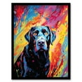 thumbnail image 1 of Black Labrador Retriever Dog Lover Gift Pet Portrait Vibrant Colourful Artwork Painting Art Print Framed Poster Wall Decor 12x16 inch, 1 of 5