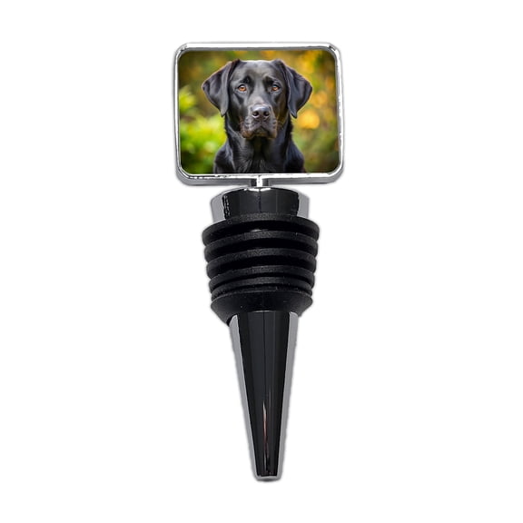 Black Labrador Retriever Dog Photo Wine Bottle Stopper Cap Plug