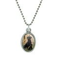 thumbnail image 1 of Black Labrador Retriever Dog Puppy Antiqued Oval Charm Pendant with Chain, 1 of 4