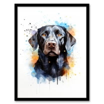 Black Labrador Retriever Lovers Gift Watercolour Pet Portrait Painting Artwork Art Print Framed Poster Wall Decor 12x16 inch