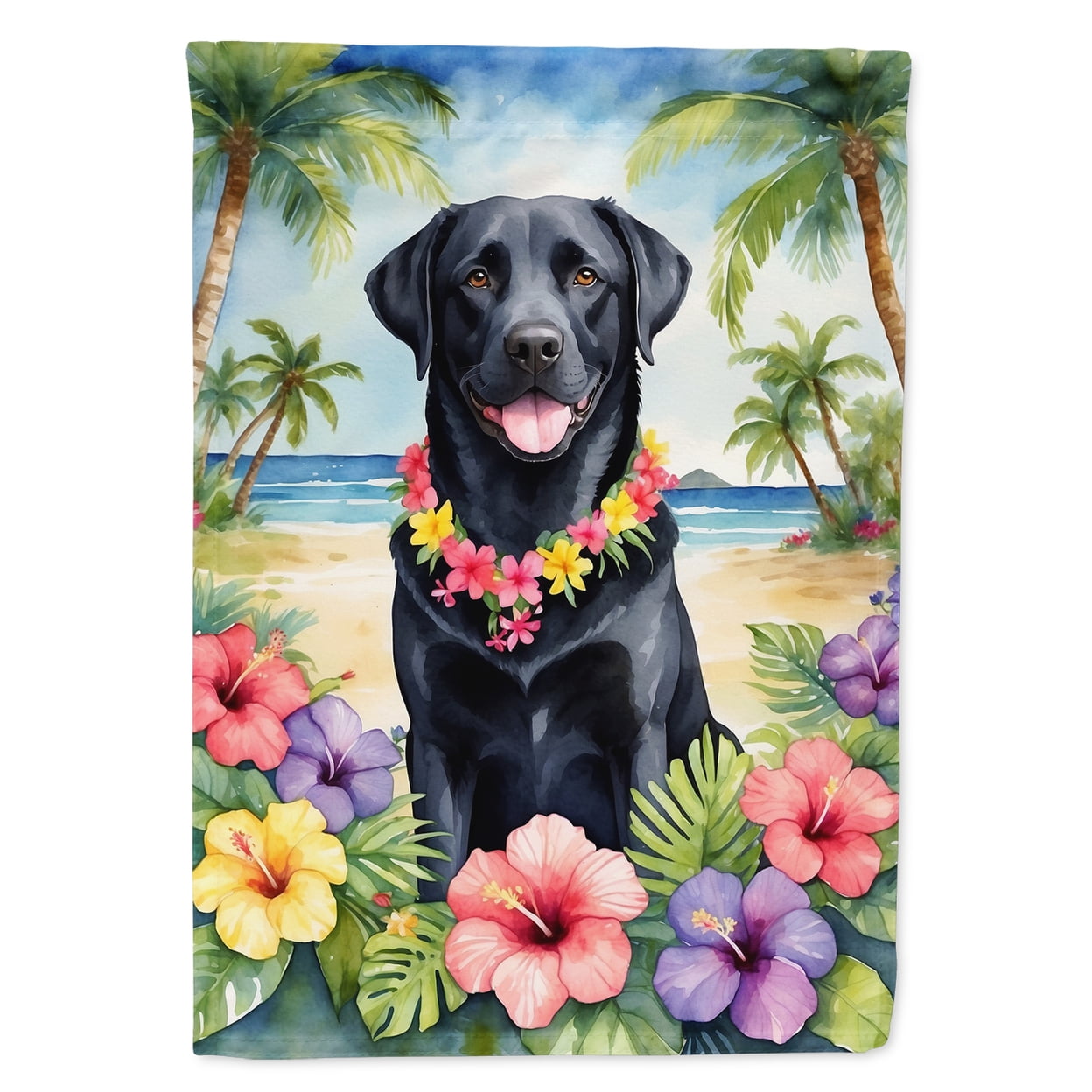 Black Labrador Retriever Luau Garden Flag 11.25 in x 15.5 in