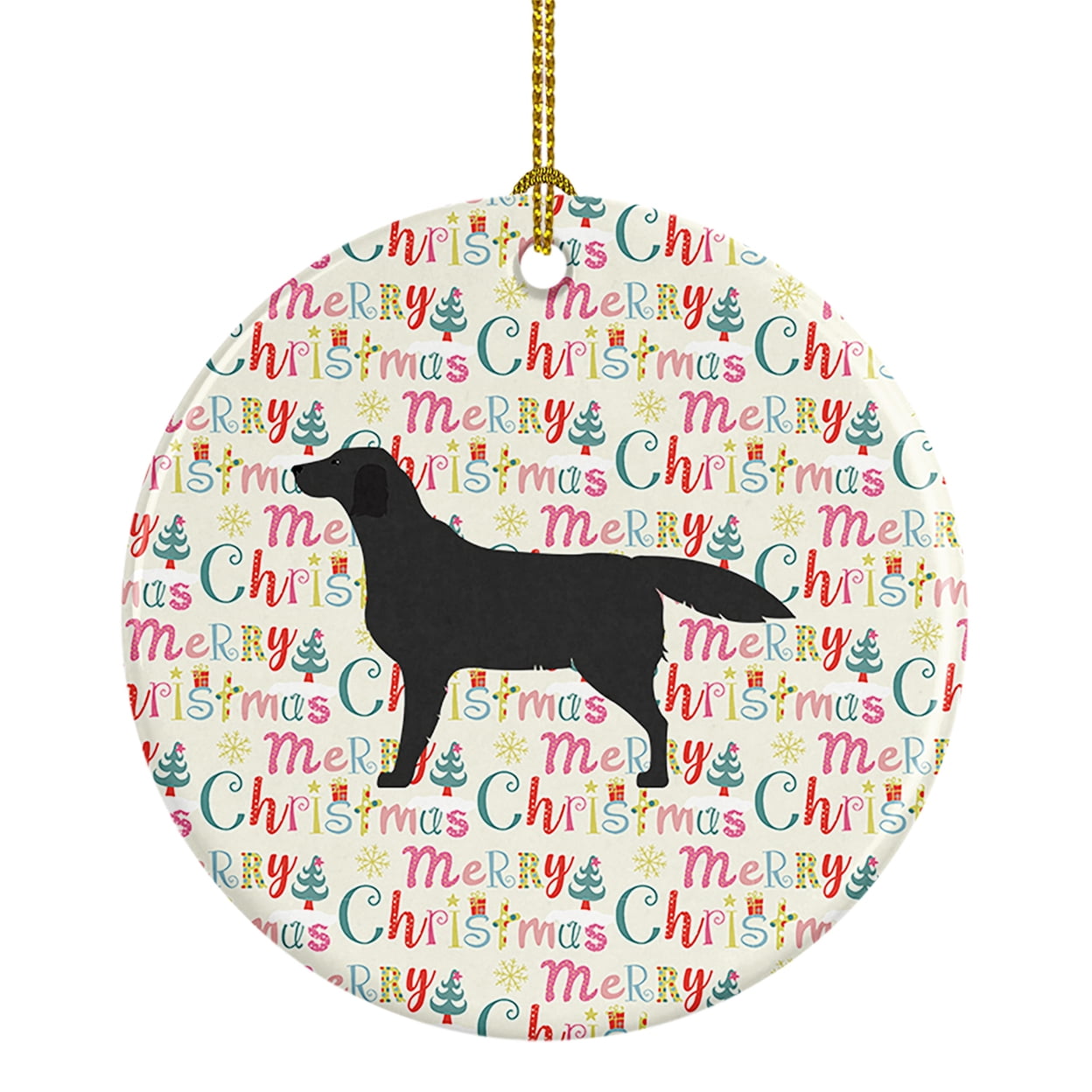 Black Labrador Retriever Merry Christmas Ceramic Ornament 2.8 in x 2.8 in