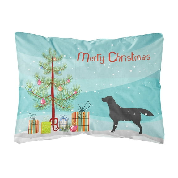Black Labrador Retriever Merry Christmas Tree Canvas Fabric Decorative Pillow