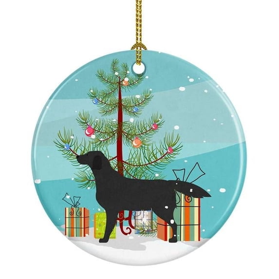 Black Labrador Retriever Merry Christmas Tree Ceramic Ornament