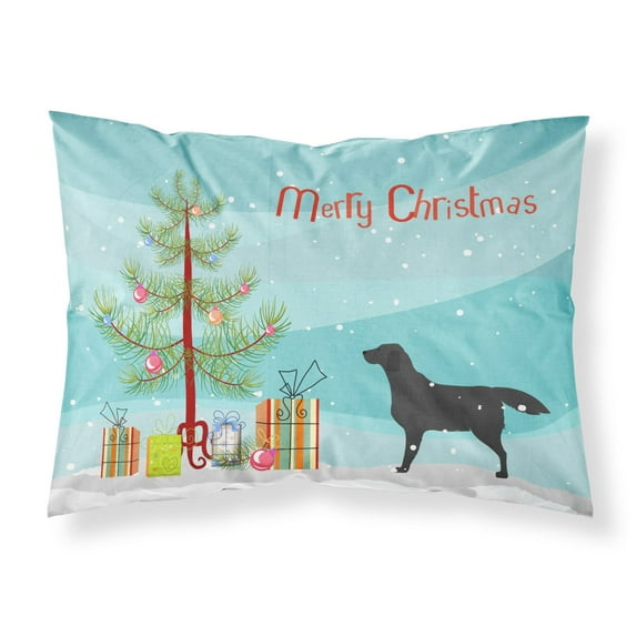 Black Labrador Retriever Merry Christmas Tree Fabric Standard Pillowcase