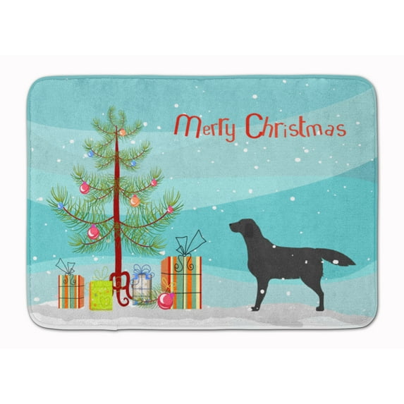 Black Labrador Retriever Merry Christmas Tree Machine Washable Memory Foam Mat
