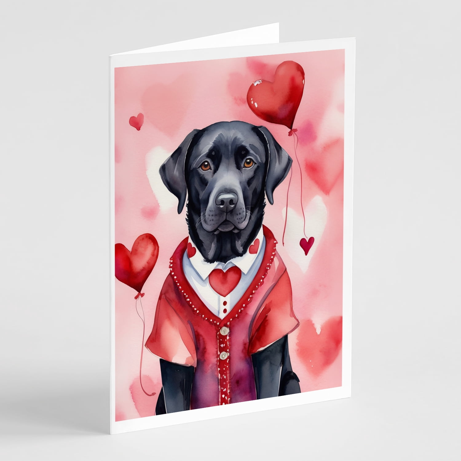 Black Labrador Retriever My Valentine Greeting Cards Pack of 8 7 in x 5 in