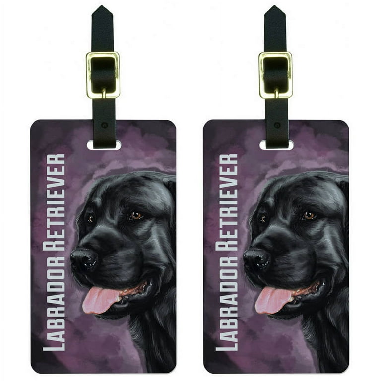 Black Labrador Retriever Pink Dog Pet Luggage Tags Suitcase ID