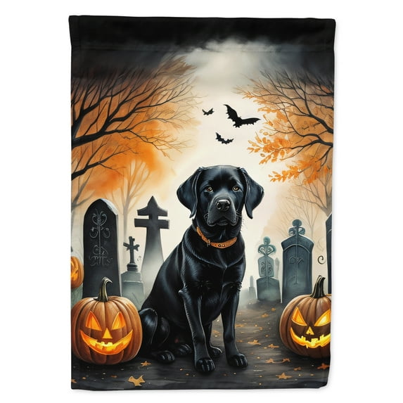 Black Labrador Retriever Spooky Halloween House Flag 28 in x 40 in