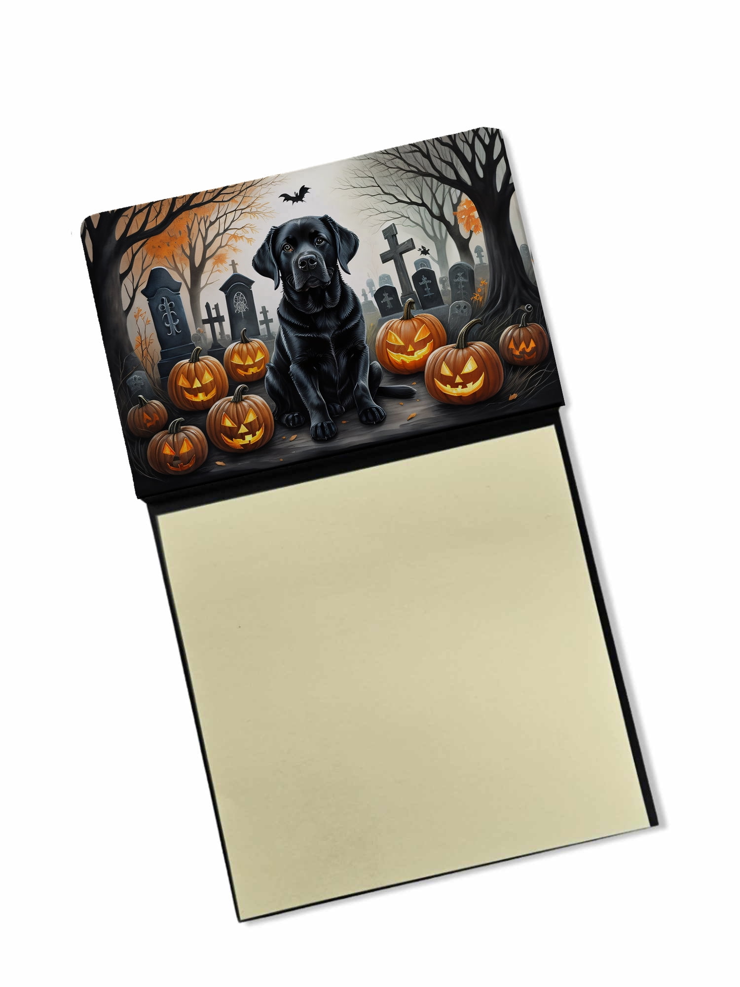 Black Labrador Retriever Spooky Halloween Sticky Note Holder 3.25 in x