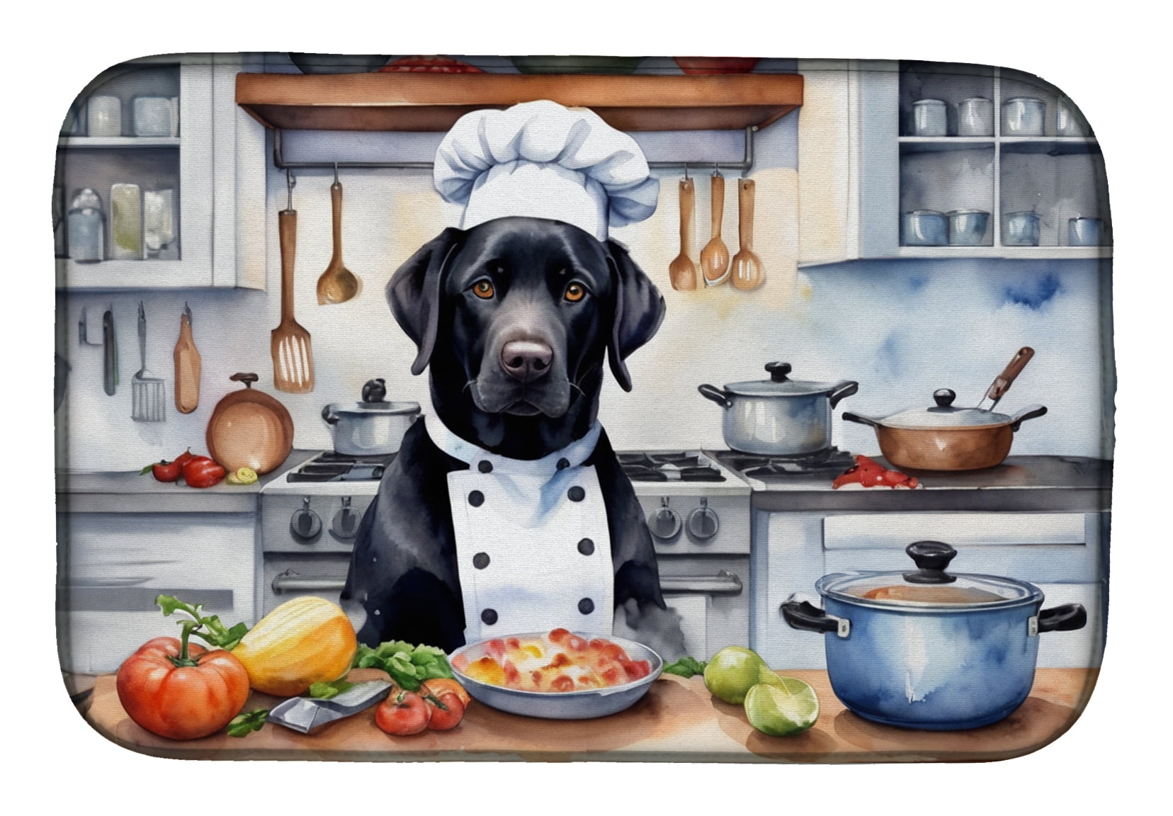 Carolines Treasures MLM1093DDM 21 x 14 in. Unisex Lots of Black Labrador Retriever Dish Drying