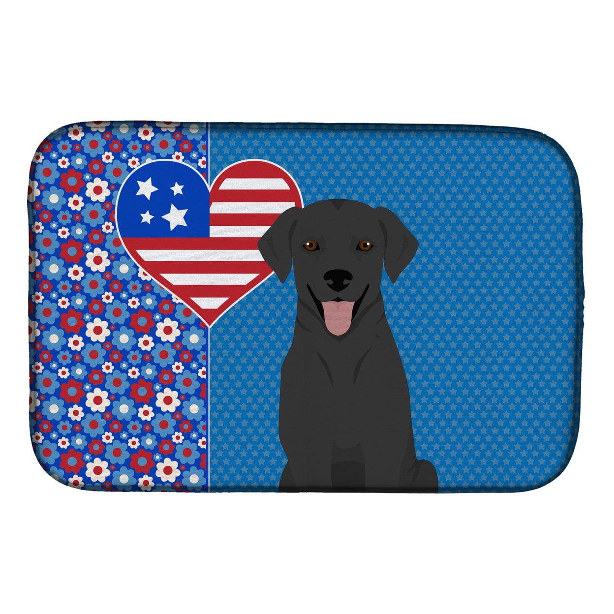 Black Labrador Retriever USA American Dish Drying Mat 14 in x 21 in