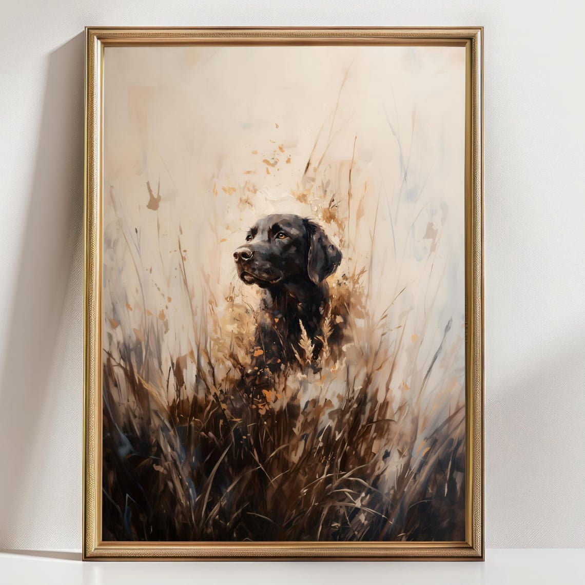 Black Labrador Retriever Wall Art Print, Autumn Field Dog Portrait ...