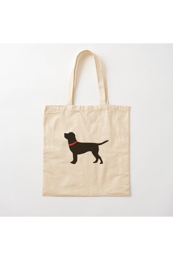 Black Labrador Retriever With Red Collar Canvas Tote Bags, Reusable Shopping Bag