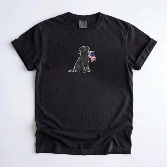 Black Labrador Shirt, American Flag Patriotic Dog Tee, USA Lab Mom Gift, Black Lab Lover Shirt