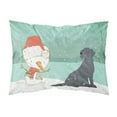 thumbnail image 1 of Black Labrador Snowman Christmas Fabric Standard Pillowcase, 1 of 2