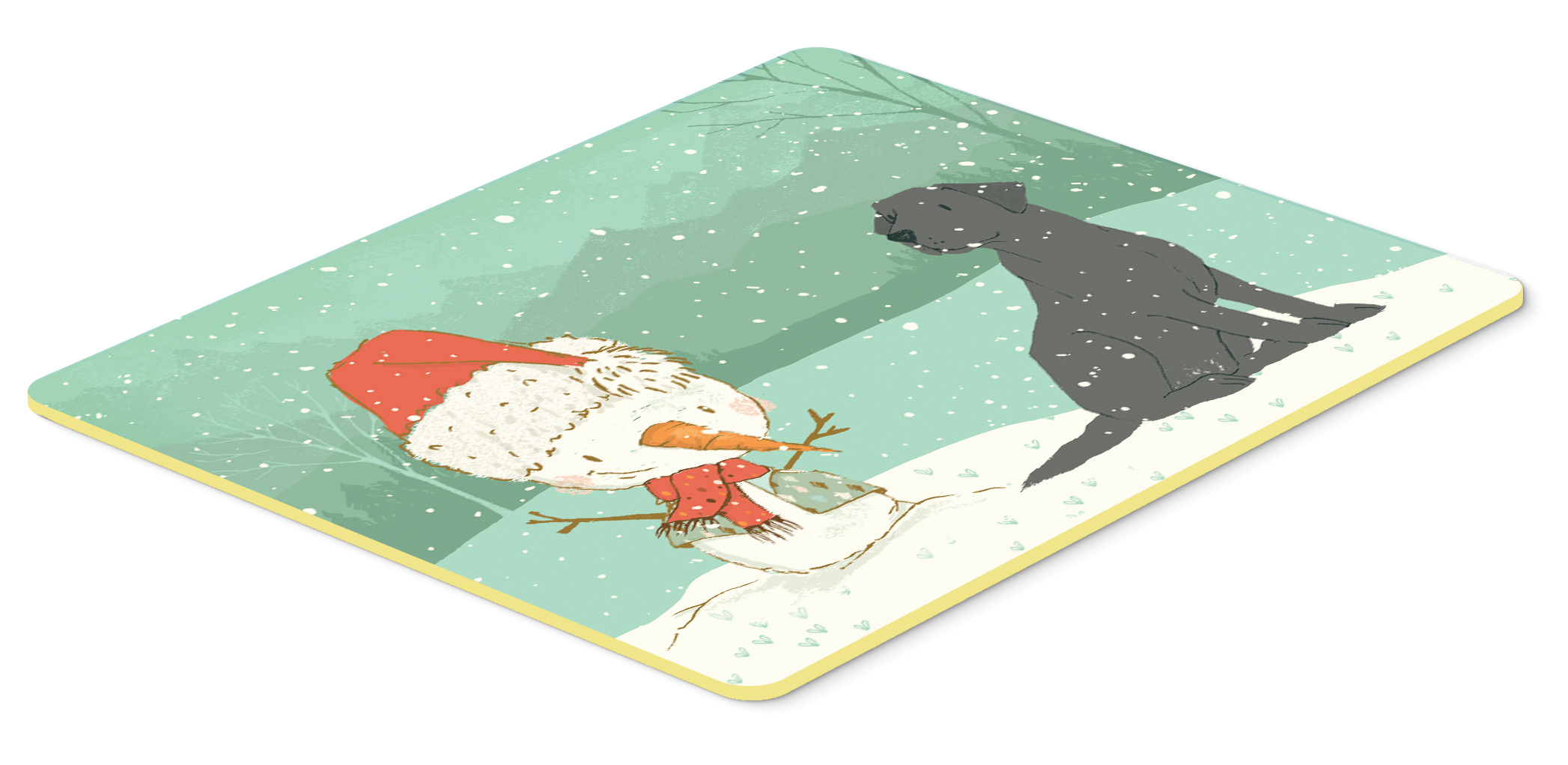 Black Labrador Snowman Christmas Kitchen or Bath Mat 24x36