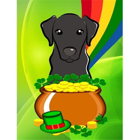 Black Labrador St. Patricks Day Canvas House Flag