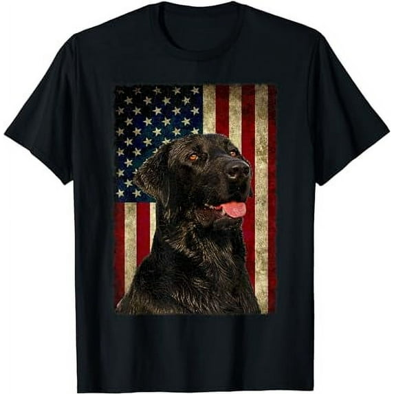 Black Labrador T Shirt Gift USA Flag Lab Owner Duck Hunter