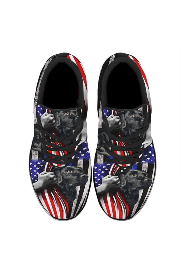 Black Labrador The Thin Blue Line America Us Shoes Women's Fashion Sneakers Tennis Running Shoes for Men Women Black Size 5