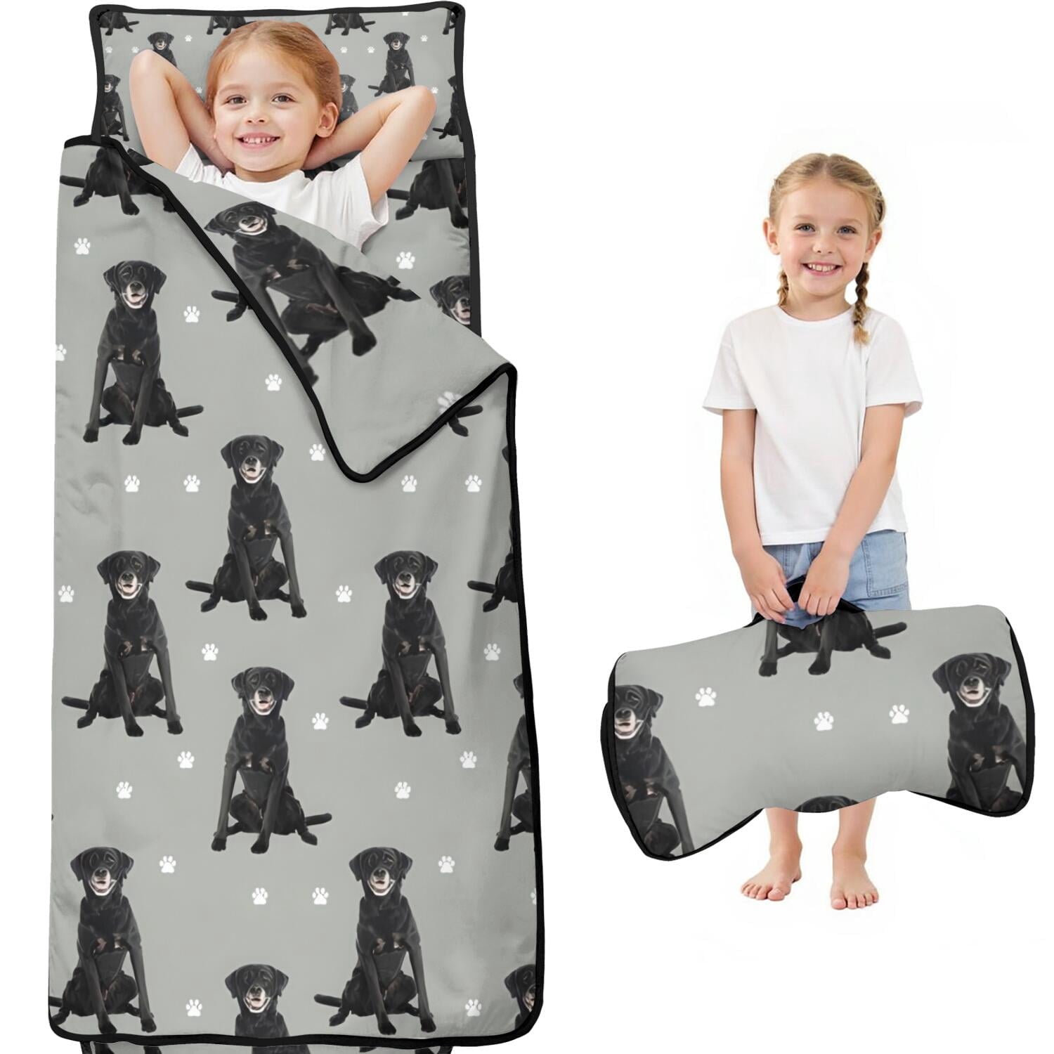 Black Labrador Toddler Nap Mats for Kids Preschool,Sleeping Mat Bag or ...