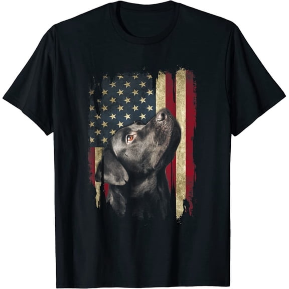 Black Labrador Usa Flag Lab Owner Duck Hunter T-Shirt All Size S-5Xl