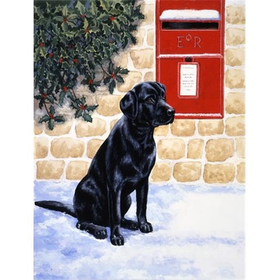 Black Labrador by the Mail Box Flag Canvas House Size