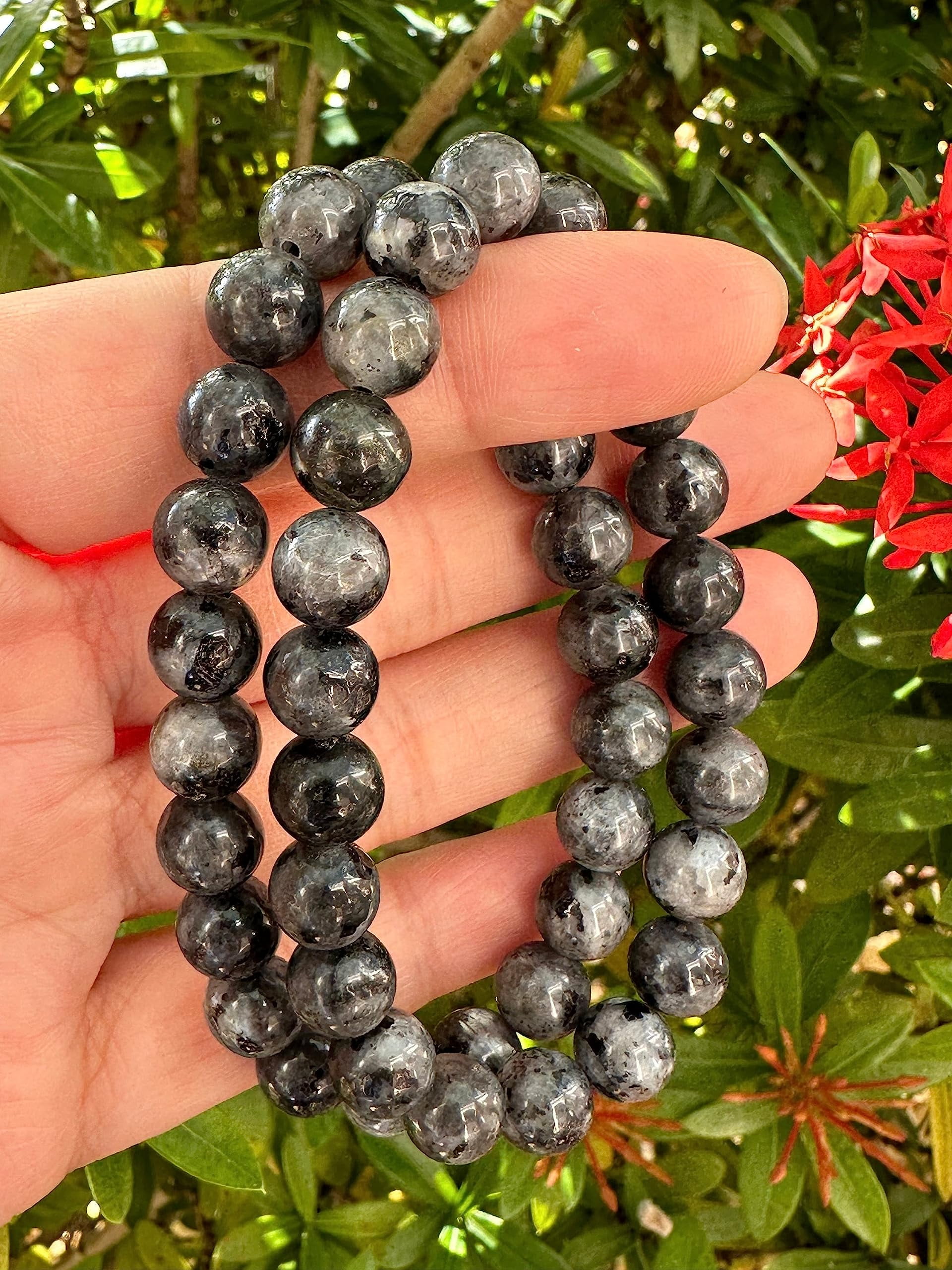 Black Labradorite Crystal Bead Bracelet 8mm, Wholesale Genuine Black Labradorite Stretch Gemstone Bracelet, Gift for Men & Women (10)