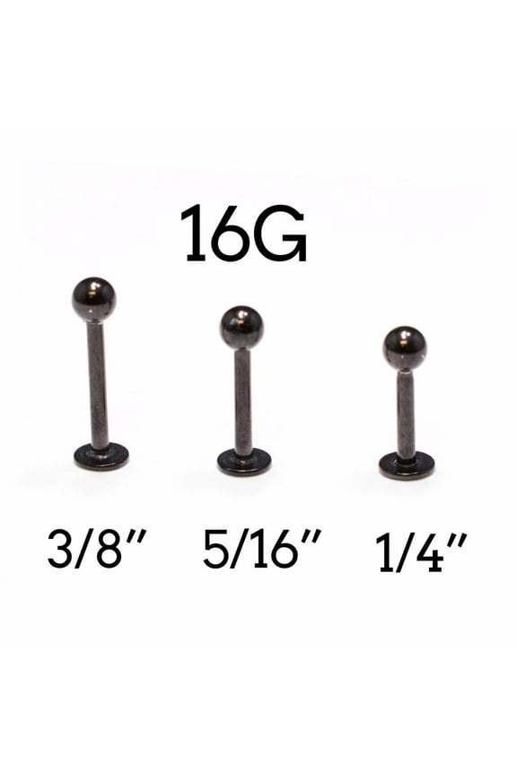 Black Labret Stud 16G 3pc I.P. Monroe Lip Ring Cartilage Ear Piercing Medusa