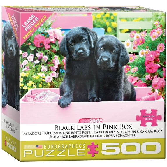 Black Labs in Pink Box 500 Piece Puzzle