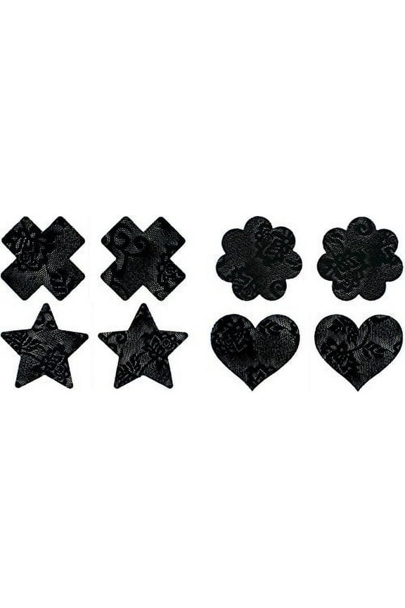 Black Lace (4 Pairs) Disposable Satin Nipple Cover Pasties