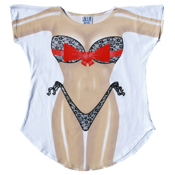 Black Lace Bikini Womens Oversized Loungewear Pajamas Sleepwear Cover Ups T-Shirts