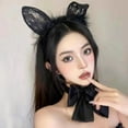 Black Lace Catwoman Headwear Cyber Celebrity Rabbit Ear Headband