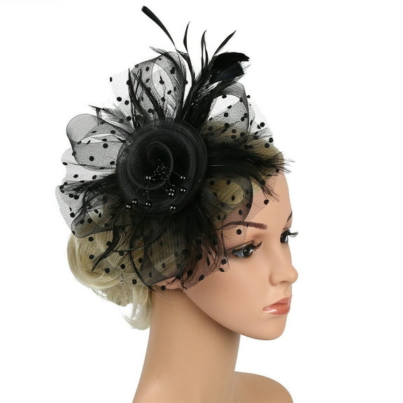 Black Lace Evening Hair Clip with Veil - Vintage Bridal Headpiece for Formal Events Under 5$, Yubnlvae Headpiece Party Flapper Headband Pearl Bridal Yp , Black, One Size