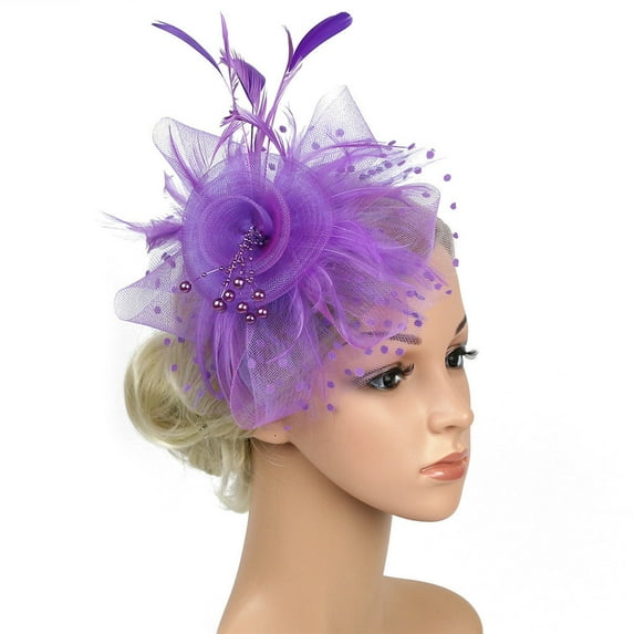 Black Lace Evening Hair Clip with Veil - Vintage Bridal Headpiece for Formal Events Under 5$, Yubnlvae Headpiece Party Flapper Headband Pearl Bridal Yp , Purple, One Size